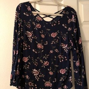 Navy floral blouse